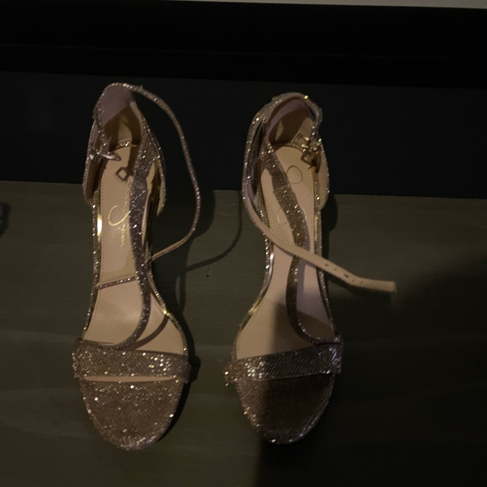 Jessica Simpson gold heels